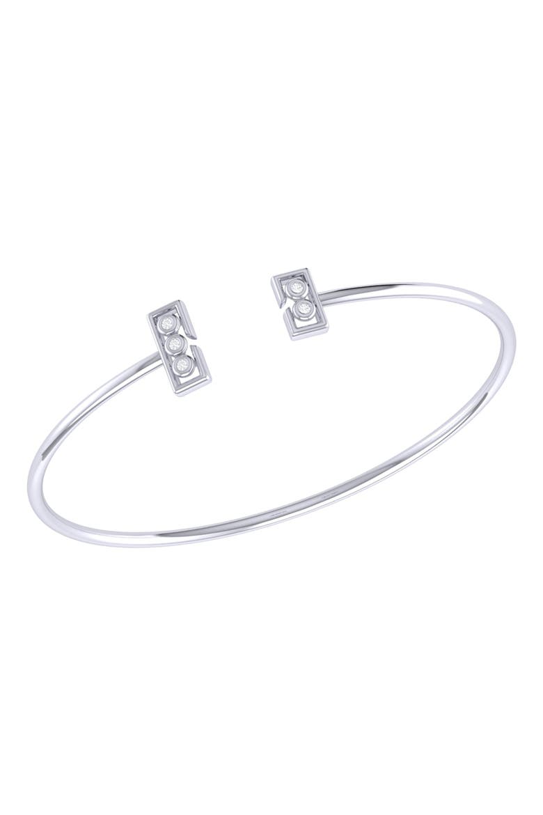 Traffic Light Sterling Silver Diamond Adjustable Cuff, Main, color, Silver