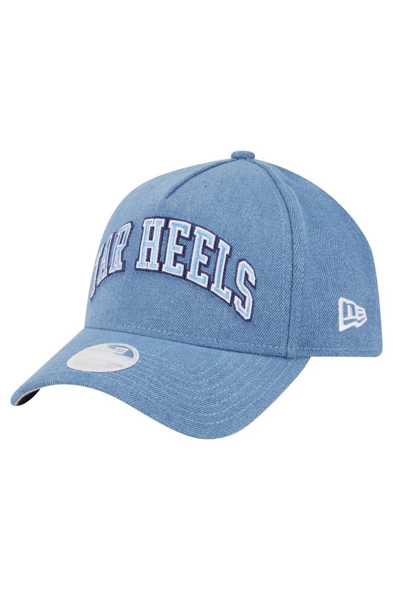 Women's New Era Denim North Carolina Tar Heels A-Frame 9FORTY Adjustable Hat, Main, color, Denim