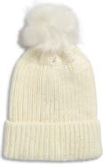 Tasha Faux Fur Pom Sparkle Beanie