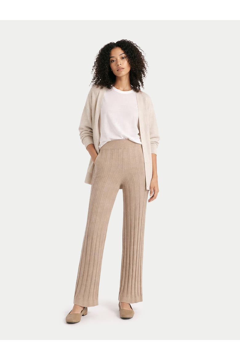 Textured Knit Cashmere Pants, Alternate, color, warm grey