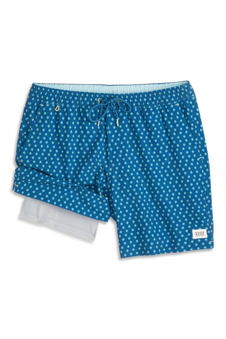 Geometric Volley Swim Trunks, Alternate, color, LEGION BLUE