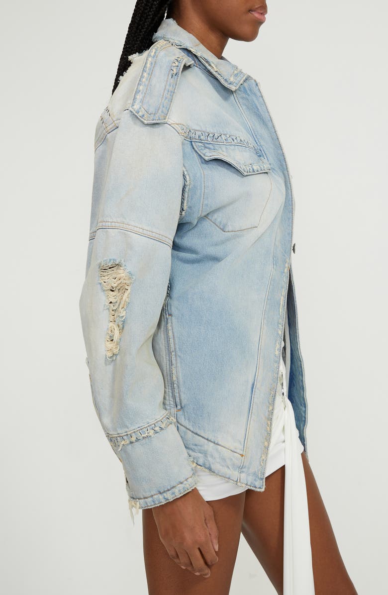 The Attico Tailored Destroyed Denim Jacket, Alternate, color, 