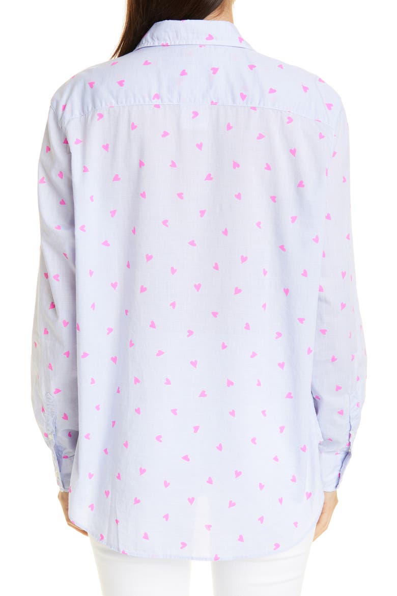 Eileen Heart Print Cotton Button-Up Shirt, Alternate, color, NEON PINK HEART