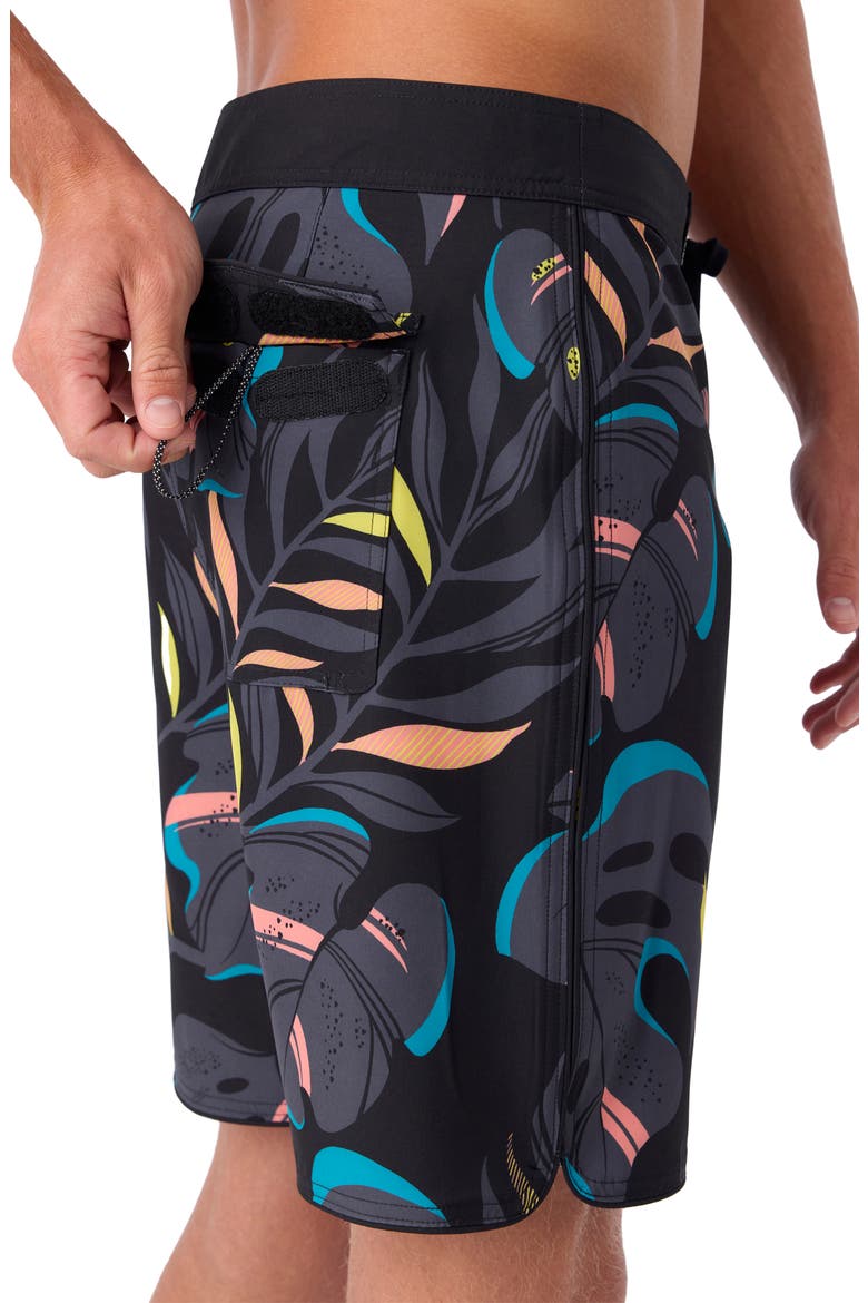 Hyperfreak Mysto Scallop Swim Trunks, Alternate, color, BLACK LEAVES