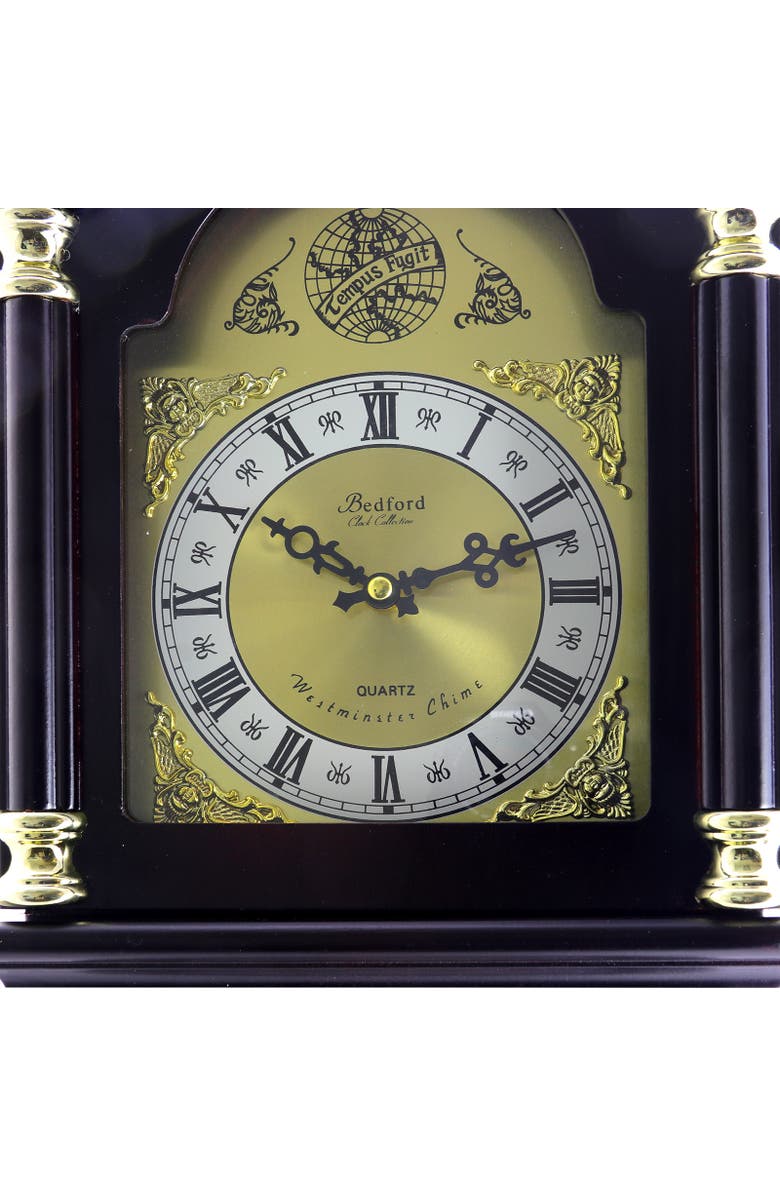 Bedford Clock Collection Classic 26in Pendulum Wall Clock with Oak Finish, Alternate, color, Dark Brown