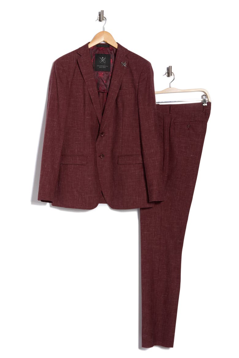Solid Wool Blend Suit, Alternate, color, RED
