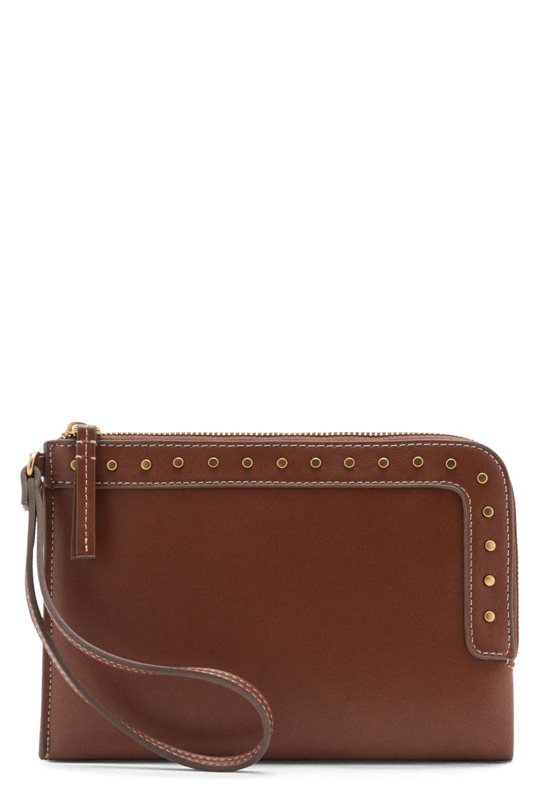Stud Detail Faux Leather Wristle, Main, color, LEATHER