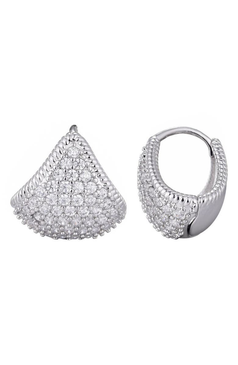 Adornia Cubic Zirconia Purse Huggie Hoop Earrings, Main, color, Silver