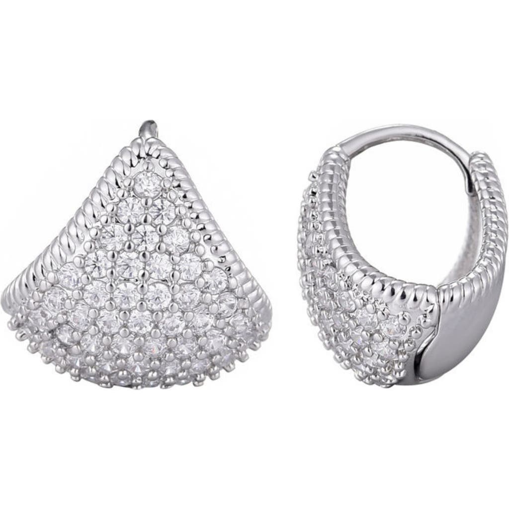 Adornia Cubic Zirconia Purse Huggie Hoop Earrings In Silver
