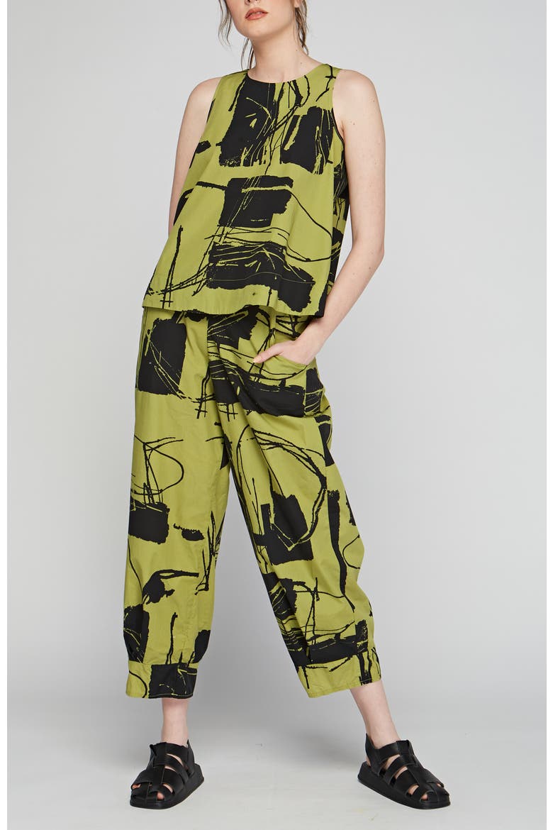 Echo Printed Poplin Pants, Alternate, color, Lime