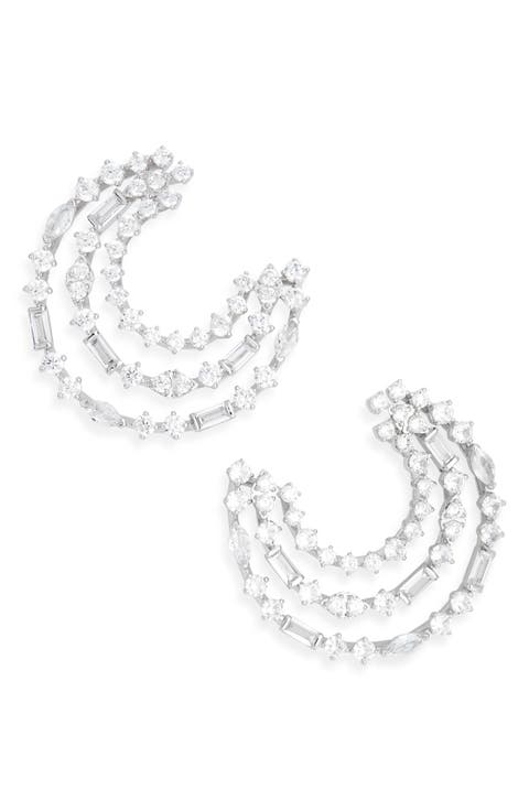 Cubic Zirconia Frontal Hoop Earrings