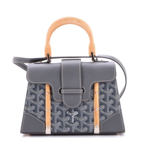 Structured Saigon Top Handle Bag Coated Canvas with Leather Mini