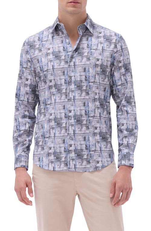 Bugatchi Julian Shaped Fit Stretch Cotton Button-up Shirt In Zinc