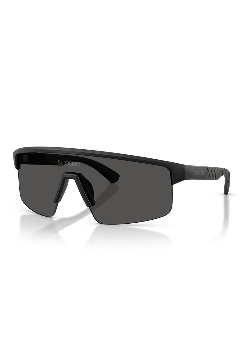 BE4498 138mm Rectangle Shield Sunglasses, Alternate, color, MATTE BLACK / DARK GREY