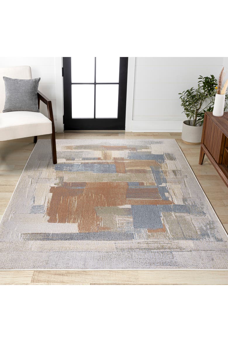 Weaver Abstract Coastal Watercolor Machine-Washable Area Rug, Alternate, color, Cream/Multi