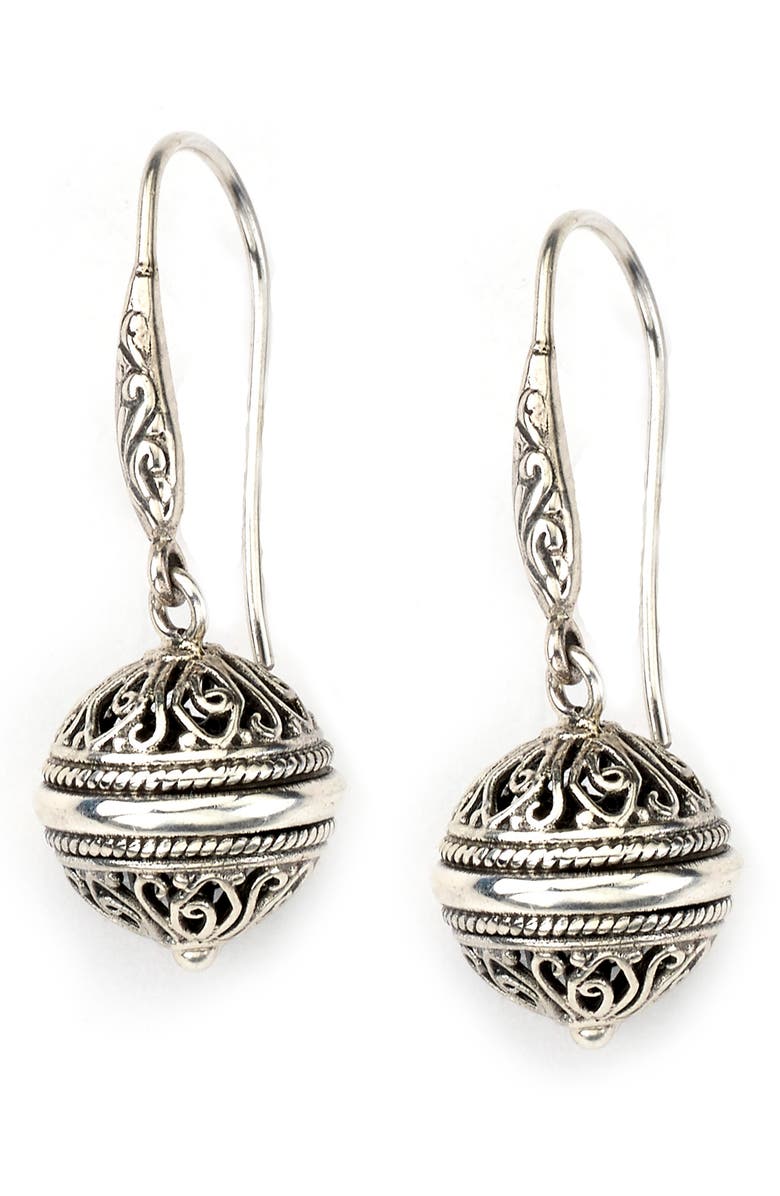 SAMUEL B. Sterling Silver Balinese Ball Drop Earrings, Main, color, 