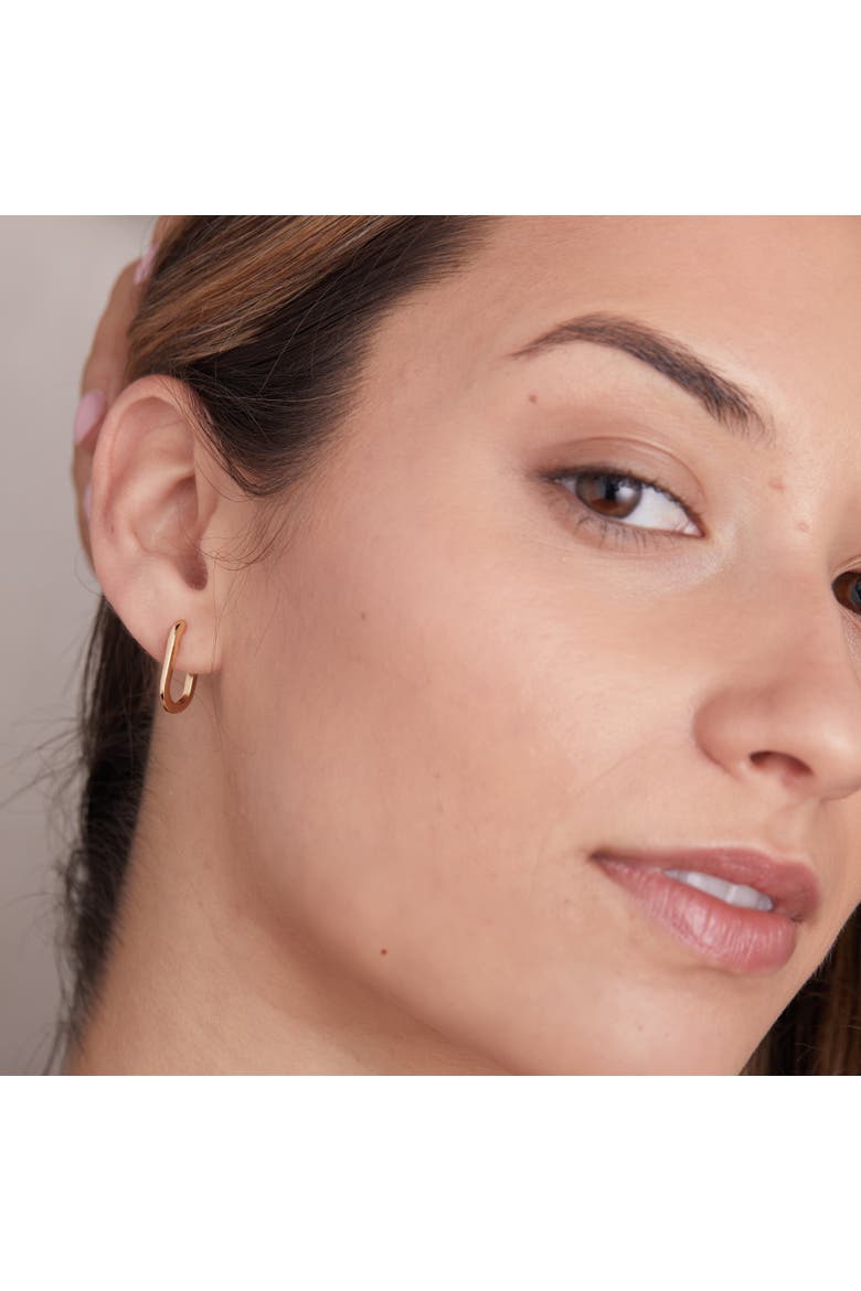 Midi Reversible Hoop with White Topaz, Alternate, color, Gold