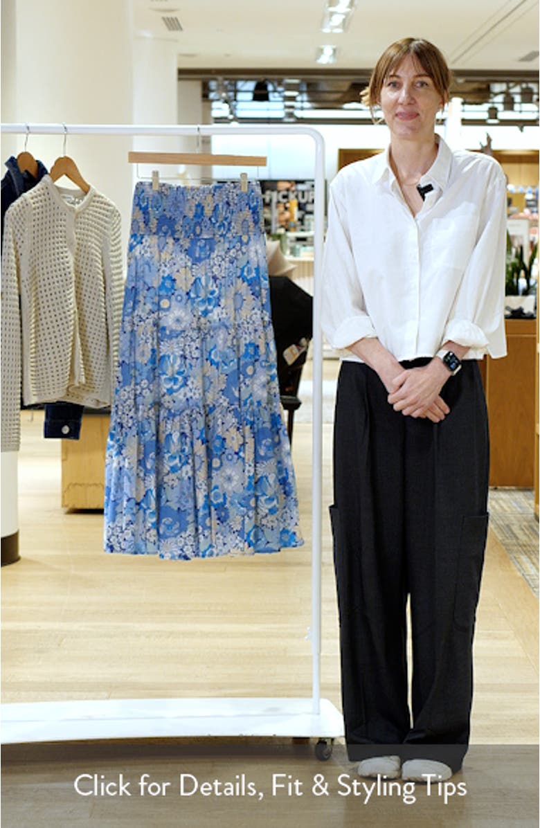 Izzy Print Smocked Waist Maxi Skirt, sales video thumbnail