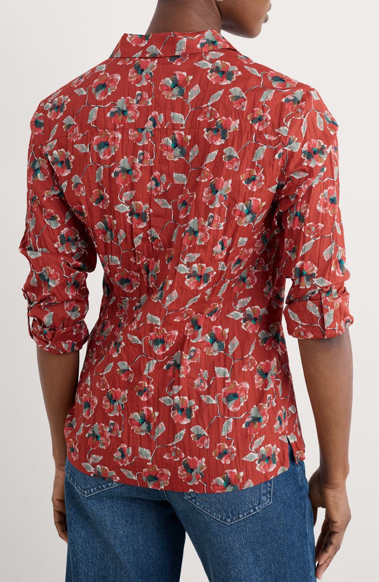 Seasalt Cornwall Larissa Printed Organic Cotton Button-Up Shirt, Alternate, color, Artist Camellia Red Sail