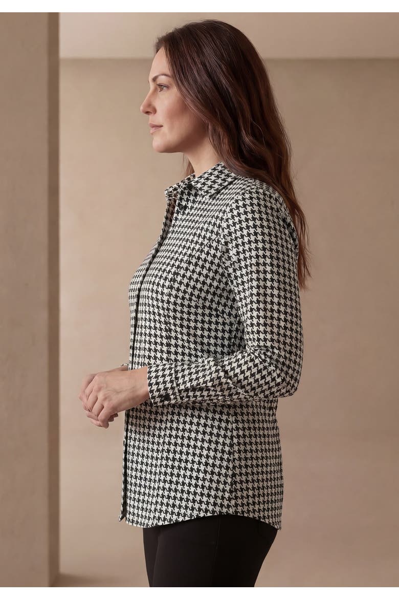 Stretch Poplin Shirt, Alternate, color, BLACK HOUNDSTOOTH