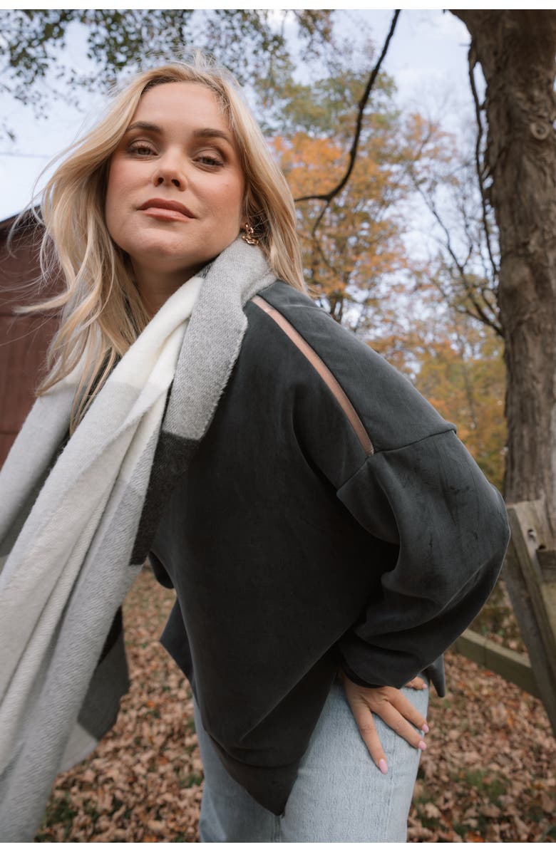 KADA The Cupro Oversized Crew Sweatshirt, Alternate, color, Ink