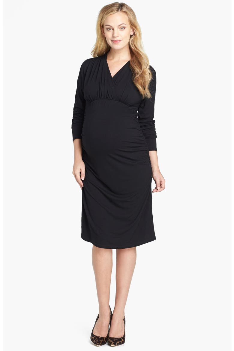 Ruched Maternity Dress, Main, color, BLACK