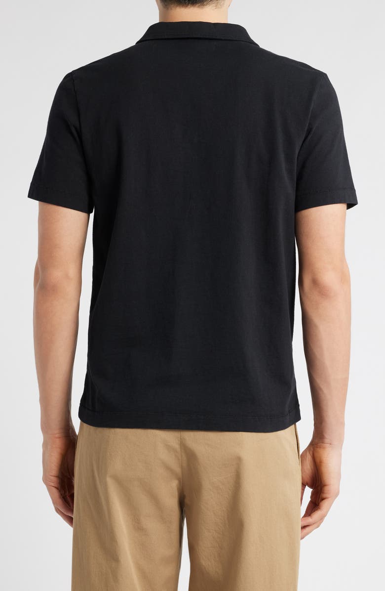 MERZ B SCHWANEN Classic Organic Cotton Jersey Polo with Pocket, Alternate, color, Deep Black