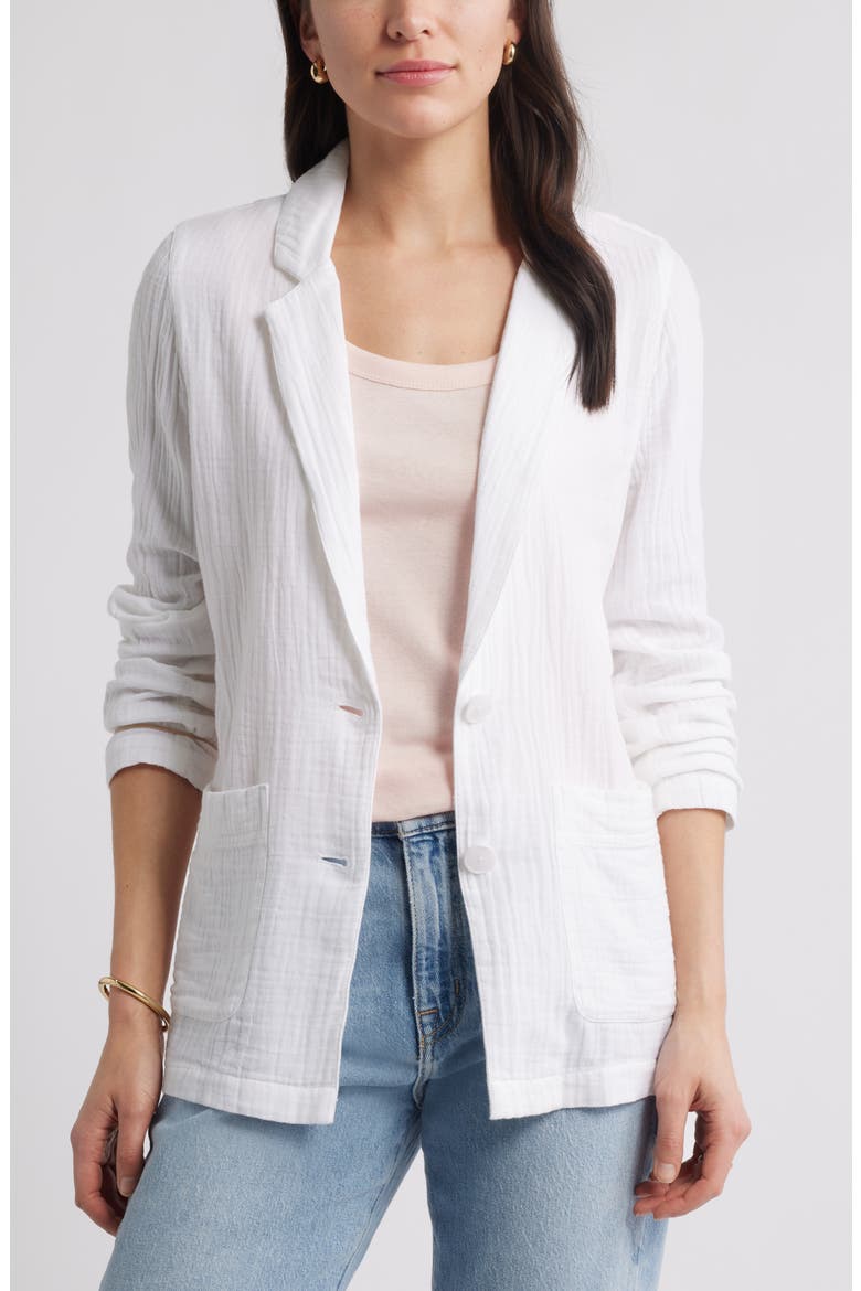 Cotton Gauze Blazer, Main, color, WHITE