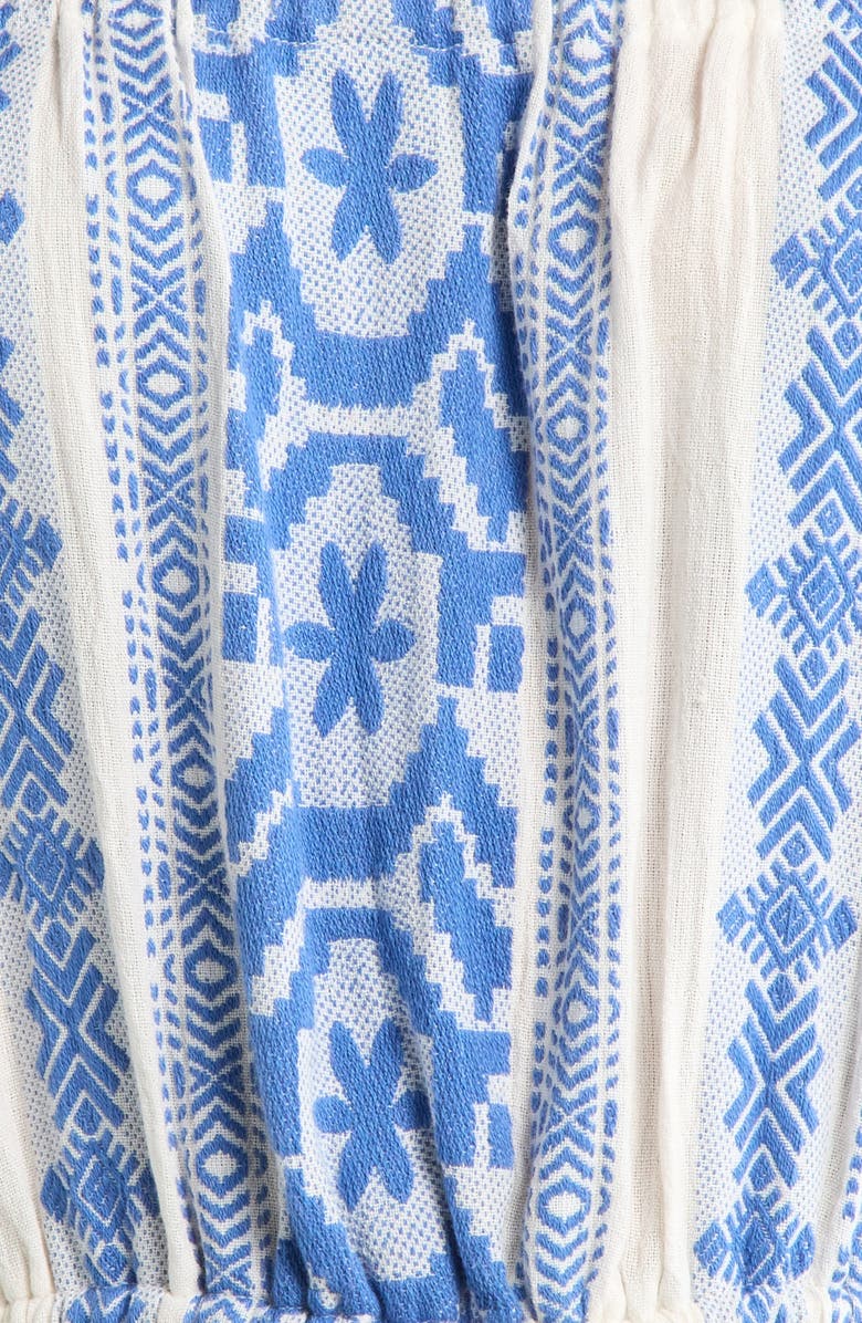 Elan Embroidered Strapless Cover-Up Jumpsuit, Alternate, color, Natural Blue