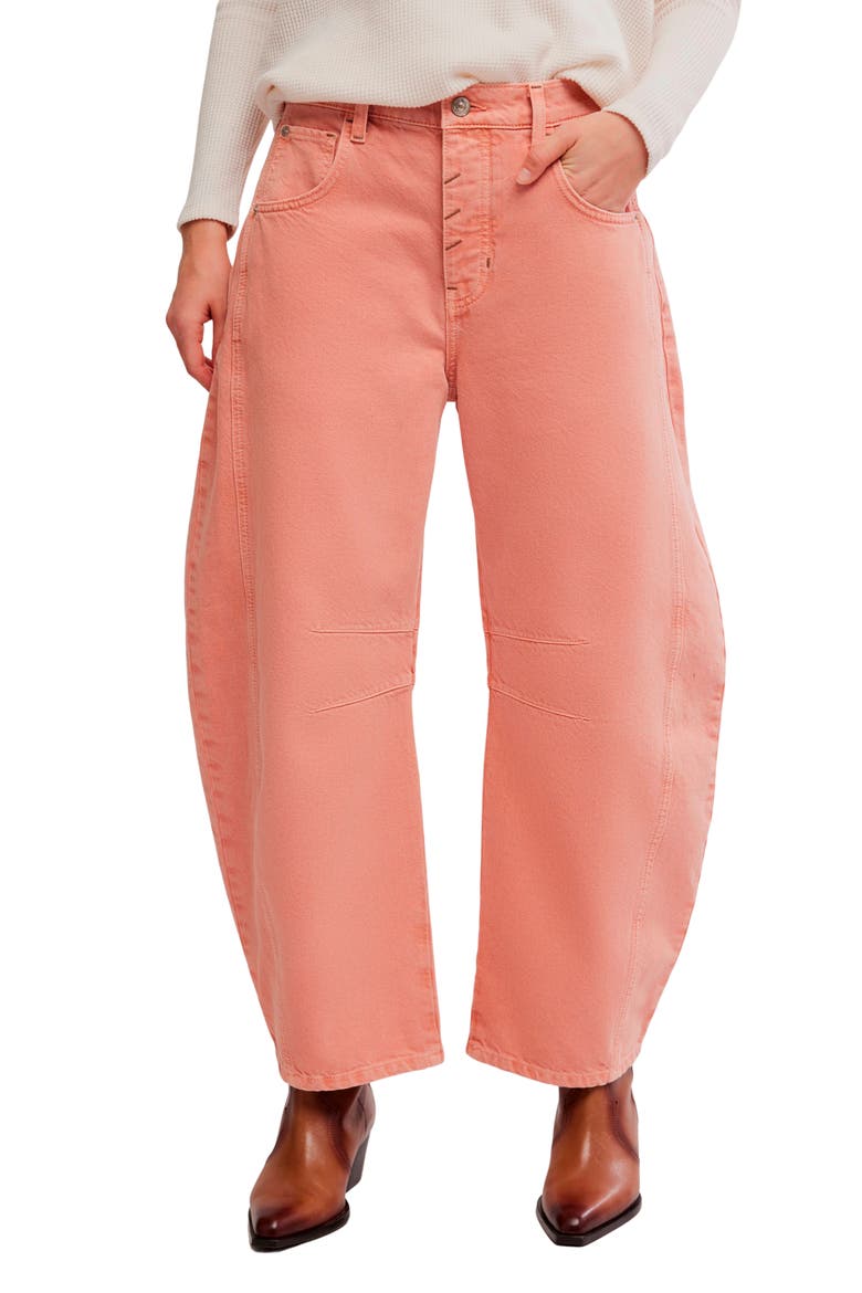 We The Free Good Luck Mid Rise Barrel Leg Jeans, Main, color, DESERT PETAL