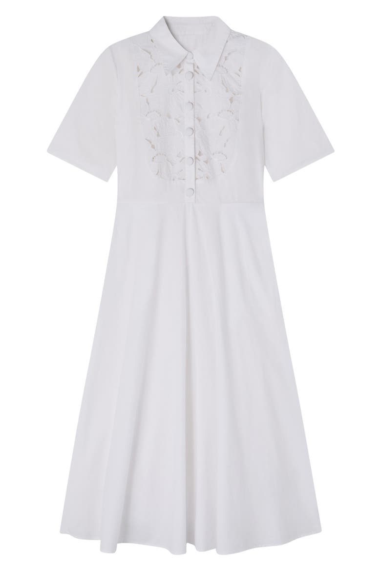 Grace Cutwork Cotton Shirtdress, Alternate, color, WHITE