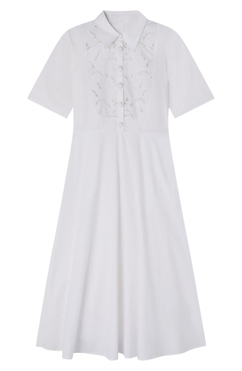 LK Bennett Grace Cutwork Cotton Shirtdress, Alternate, color, White