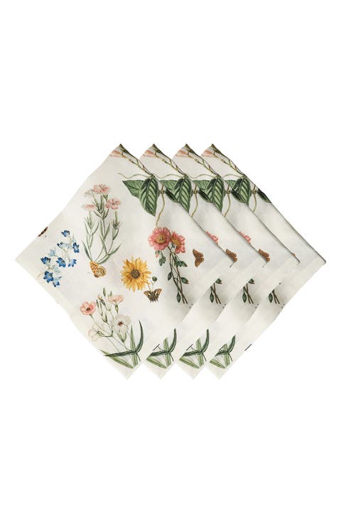 Floral Garden Set of 4 Linen Napkins