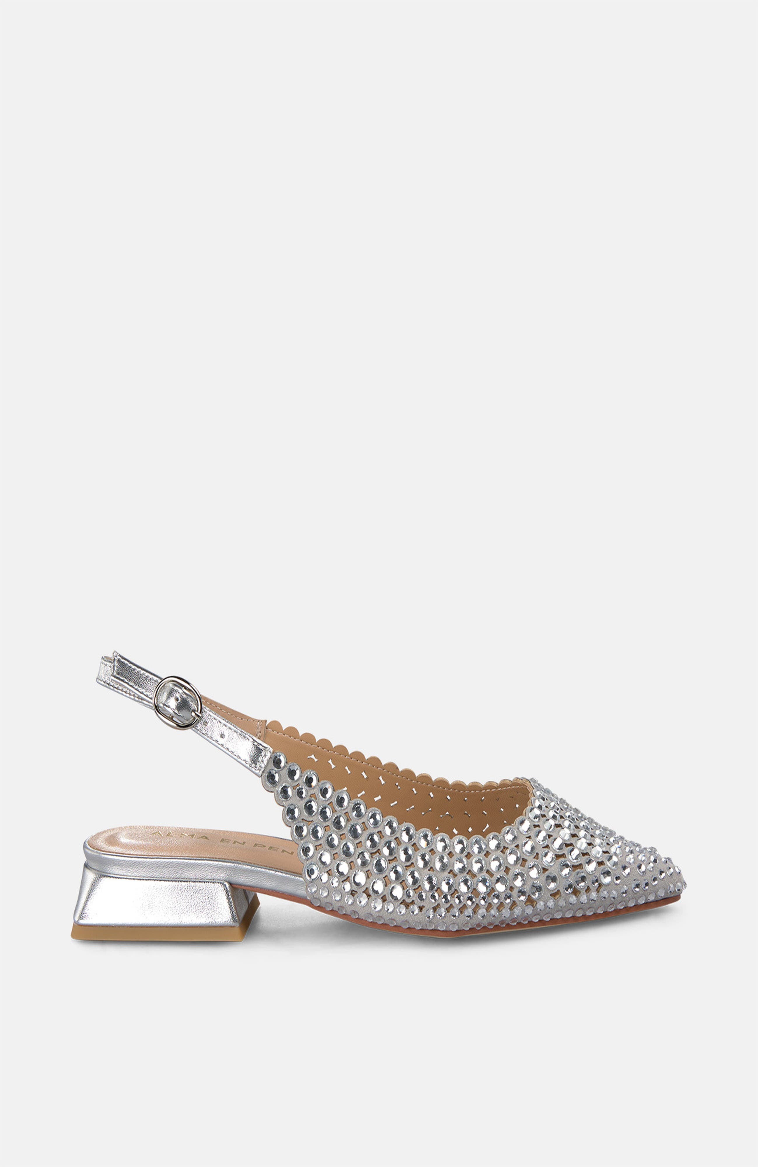 Alma en Pena Flat Shoe Details, Alternate, color, Metallic Silver