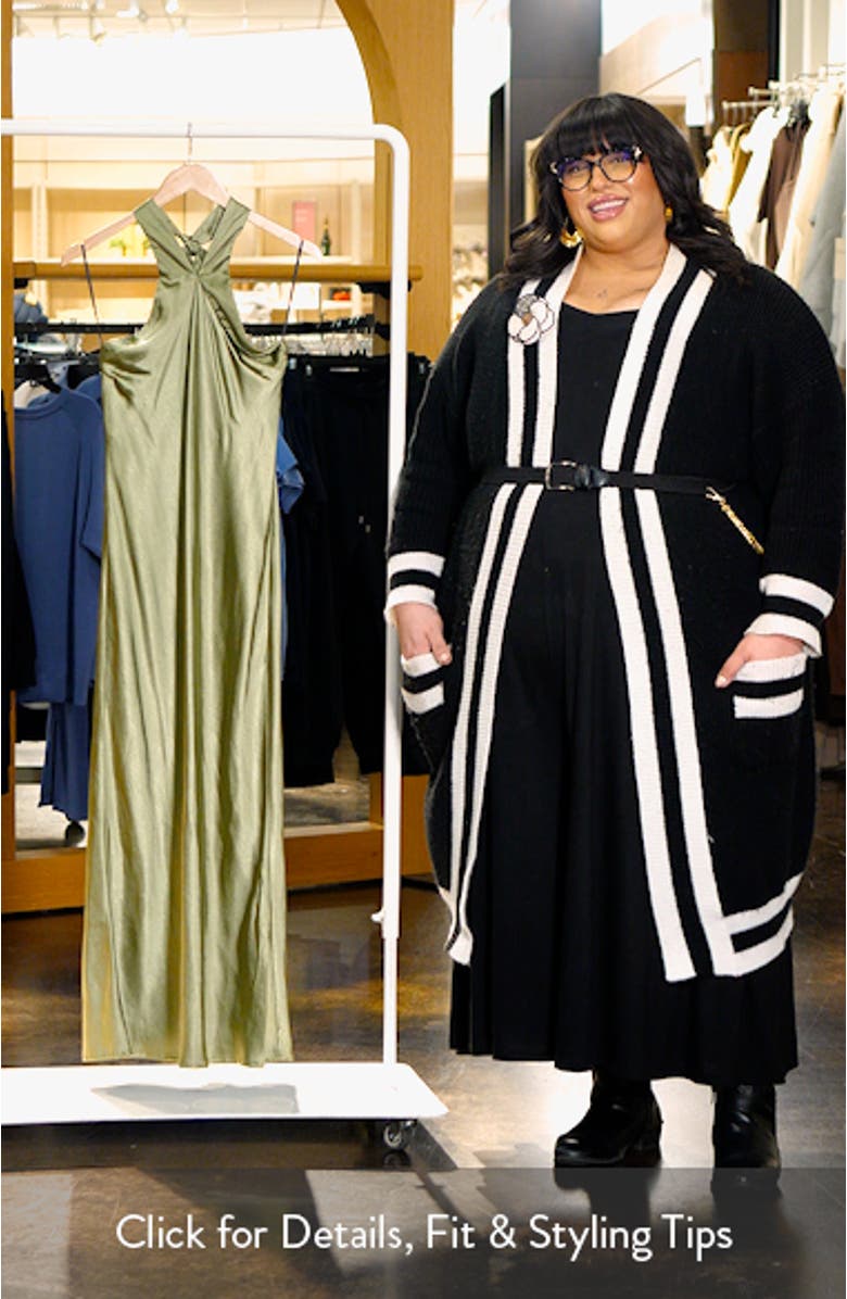 Grasie Stretch Satin Halter Dress, sales video thumbnail