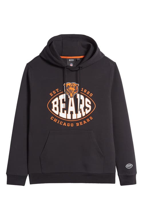 Hugo Boss Nfl Chicago Bears Cotton Blend Printed Regular Fit Hoodie In Chicago Bears Black