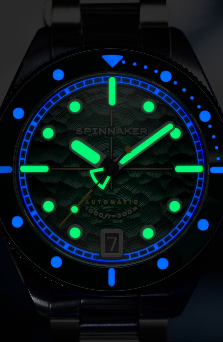 SPINNAKER Challenger Automatic Bracelet Watch, 42mm, Alternate, color, Green