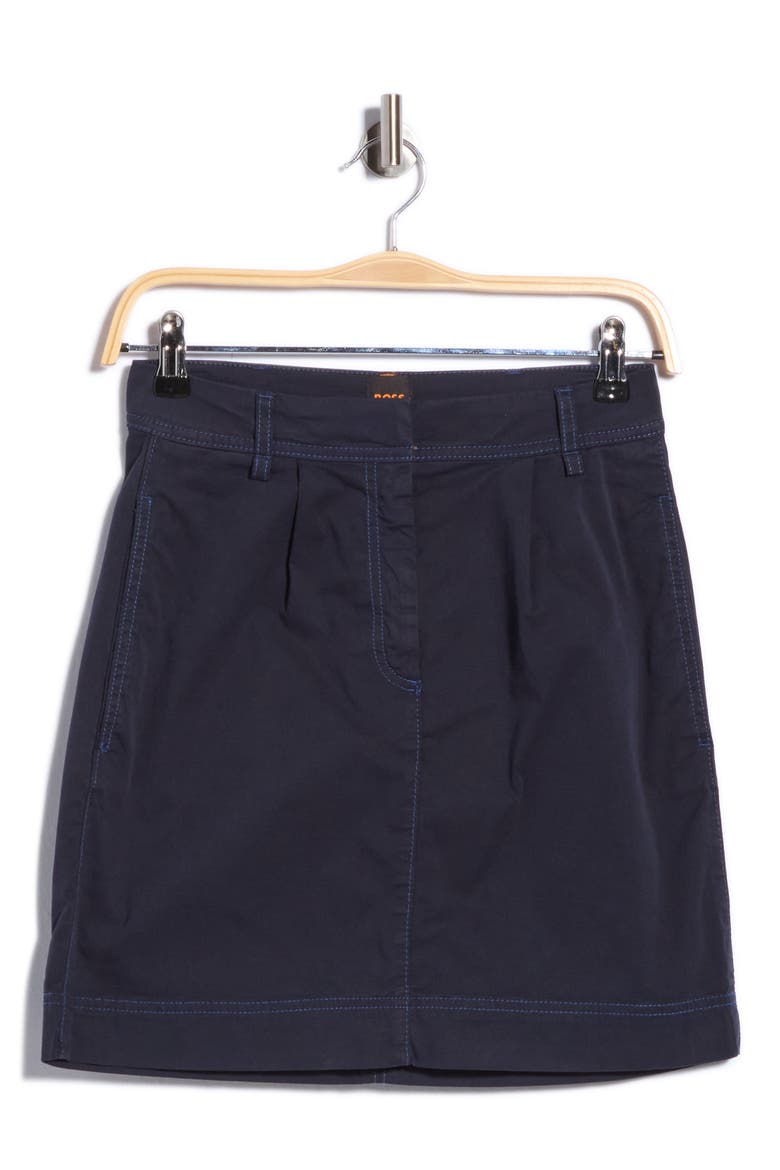 Varachute Belted Stretch Cotton Miniskirt, Alternate, color, DK BU