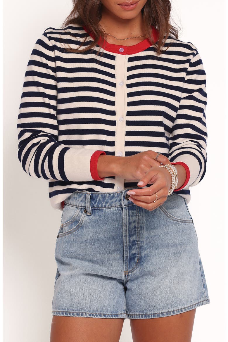 Scout Stripe Cardigan, Main, color, BLUE STRIPE