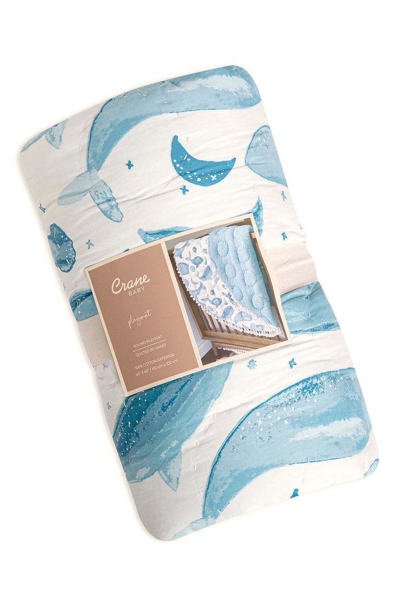 CRANE BABY Quilted Cotton Baby Playmat, Alternate, color, Blue