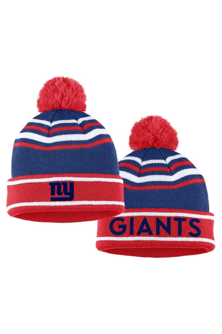 Women's WEAR by Erin Andrews Royal New York Giants Colorblock Cuffed Knit Hat with Pom and Scarf Set, Alternate, color, Royal