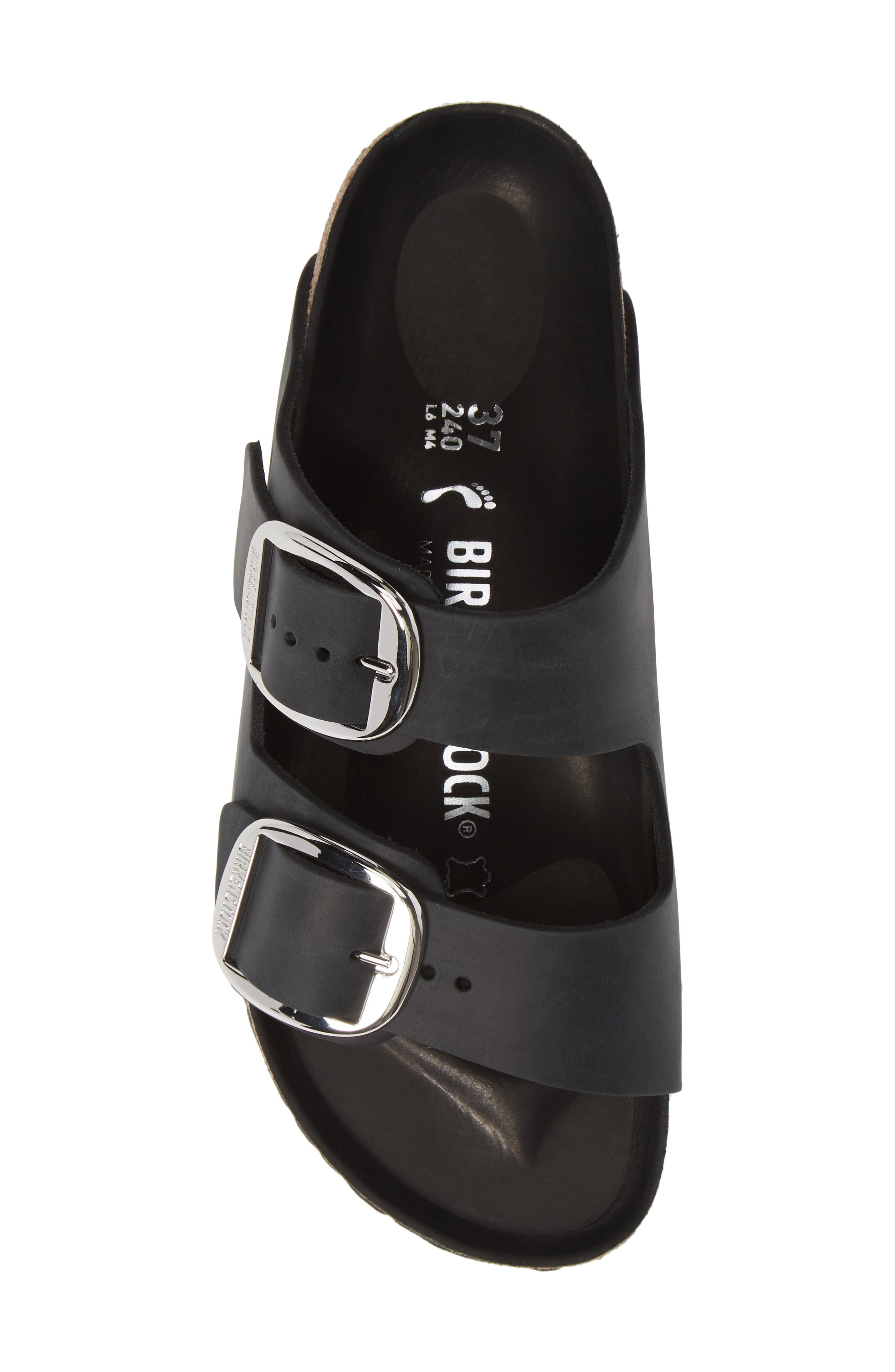 Birkenstock Arizona Big Buckle Slide Sandal, Alternate, color, Black Oiled Leather