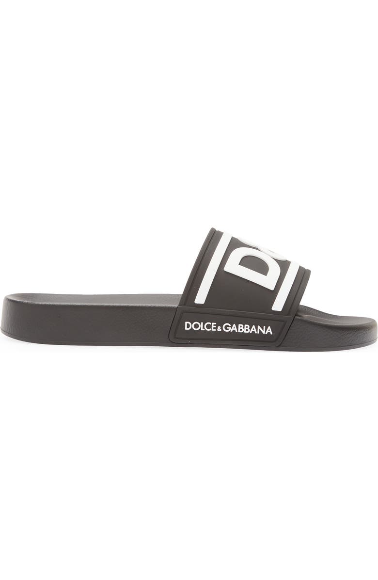Dolce&Gabbana Logo Embossed Sport Slide, Alternate, color, 89690 Black/White
