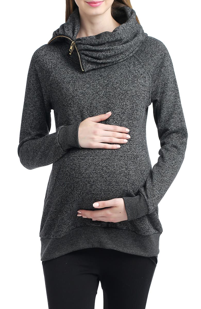 Kimi and Kai 'Thea' Zip Collar Maternity Sweatshirt, Main, color, 