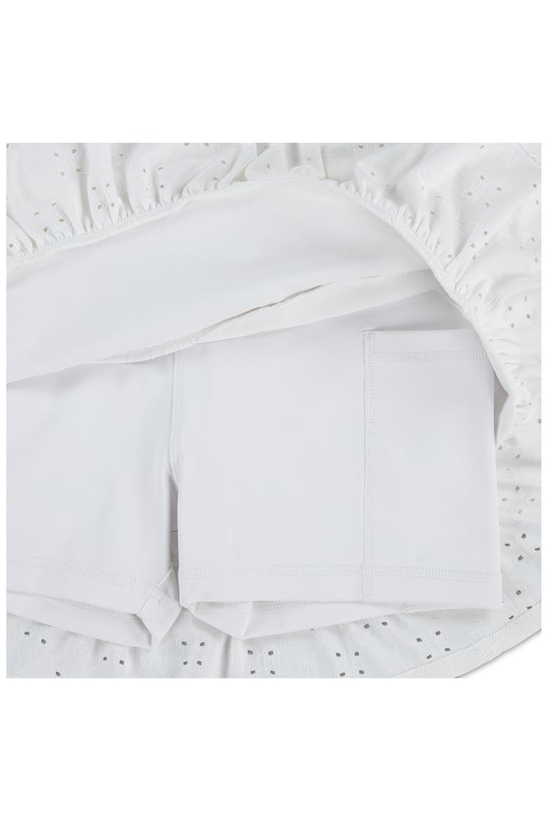 Kids' Active Eyelet One Shoulder Minidress with Built-In Shorts, Alternate, color, BRIGHT WHITE