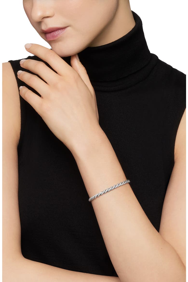 Paveflex Bracelet with Diamonds in White Gold, 5mm, Alternate, color, SILVER