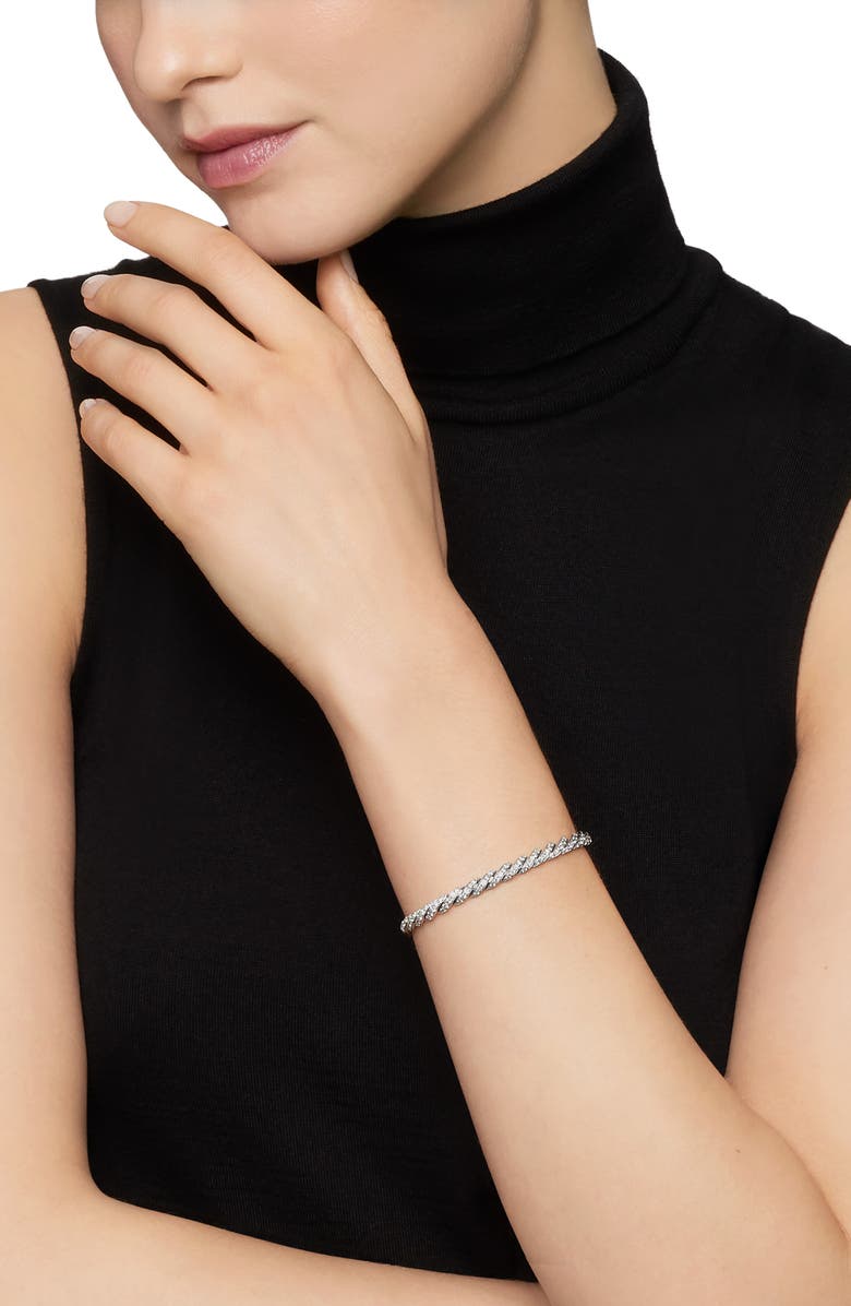 David Yurman Paveflex Bracelet with Diamonds in White Gold, 5mm, Alternate, color, Silver