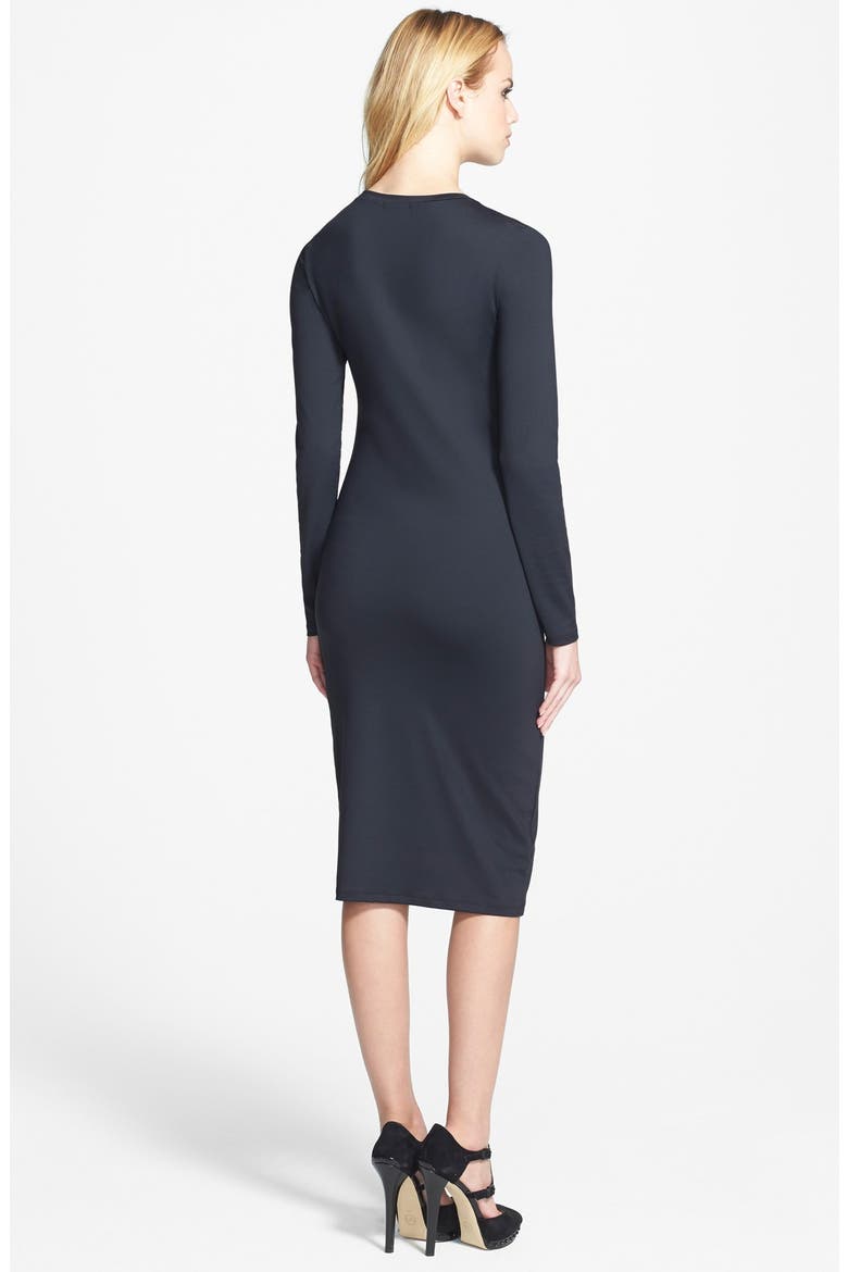 Long Sleeve Midi Dress, Alternate, color, BLACK
