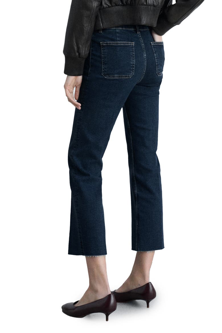 Alex Raw Hem Patch Pocket Crop Flare Jeans, Alternate, color, DARK BLUE