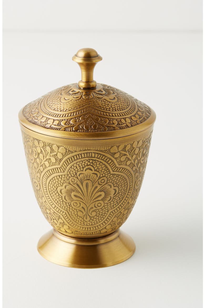 Anthropologie Cyra Bath Canister, Main, color, GOLD